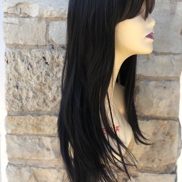 Brown highlights Bangs wig main image 2